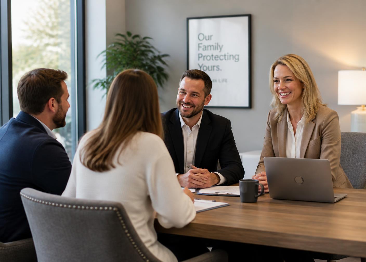 SunGate Insurance agents reviewing coverage options with clients in their Lake Mary office