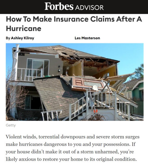 As Seen on Forbes: How To Make Insurance Claims After A Hurricane